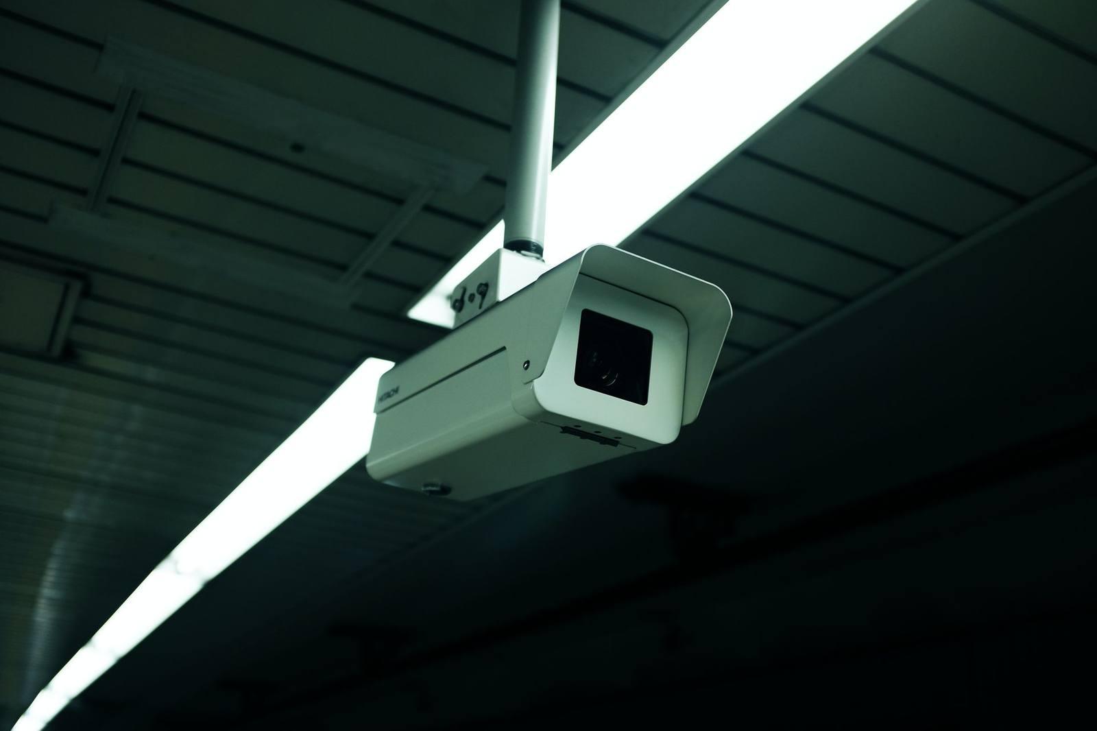 Indoor dome security camera mounted on a ceiling